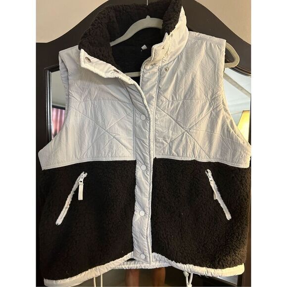 NEW Oversized Quilted Vest Color Block Fleece Vest Pockets XL NO HOOD - Picture 5 of 5